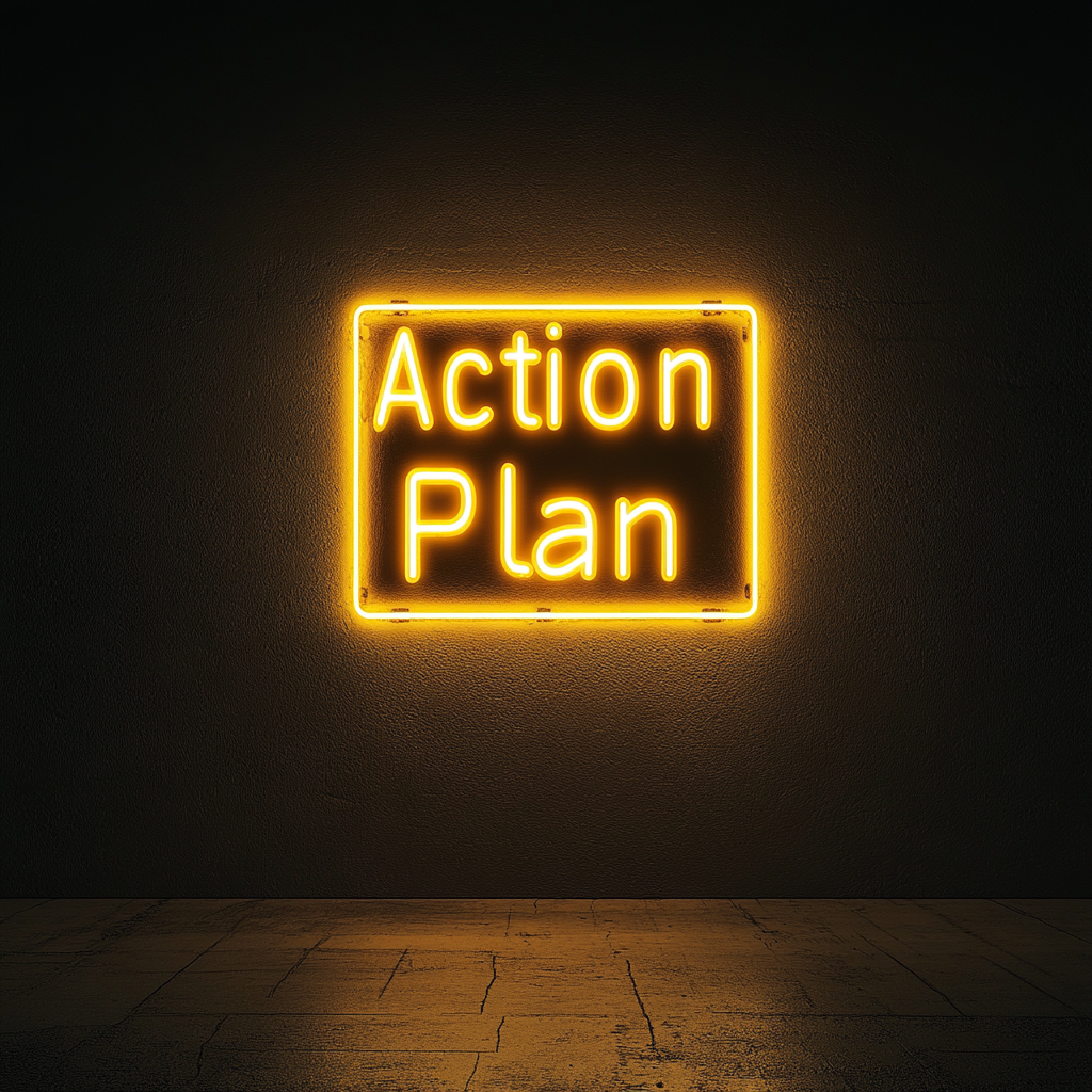 "Action Plan" - Yellow Neon Sign, 24 Inches