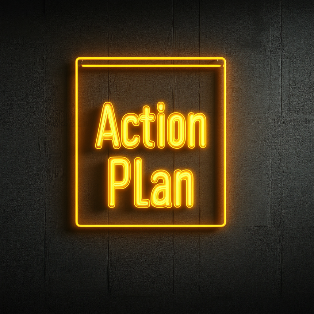 "Action Plan" - Yellow Neon Sign, 24 Inches