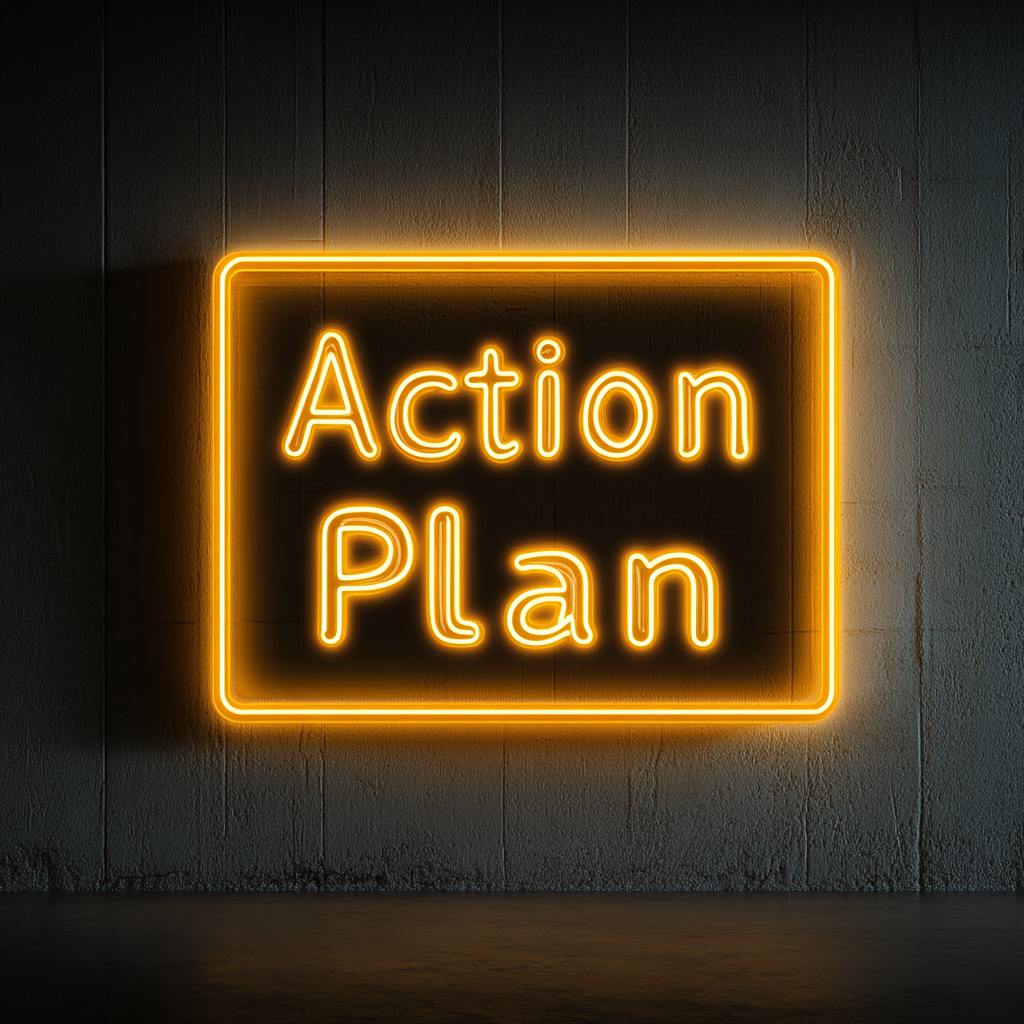 "Action Plan" - Yellow Neon Sign, 24 Inches