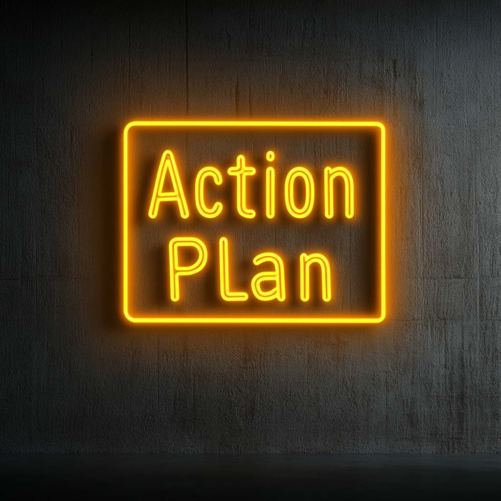 "Action Plan" - Yellow Neon Sign, 24 Inches