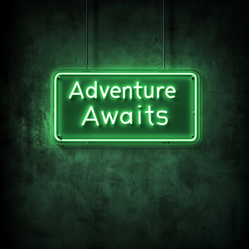 Adventure Awaits - Green Neon Sign, 18 Inches