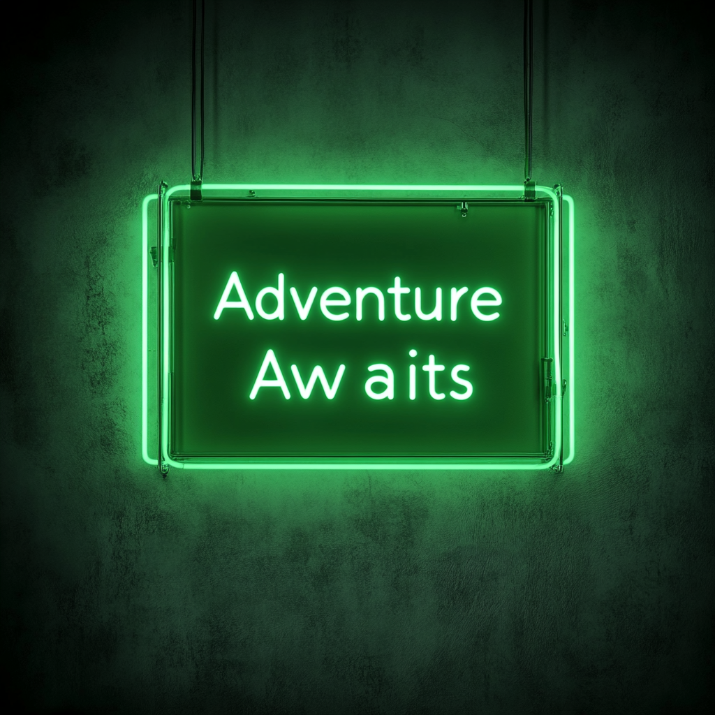 Adventure Awaits - Green Neon Sign, 18 Inches