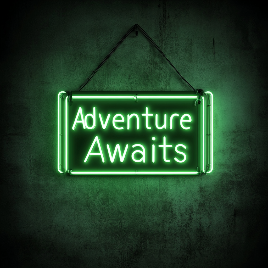 Adventure Awaits - Green Neon Sign, 18 Inches