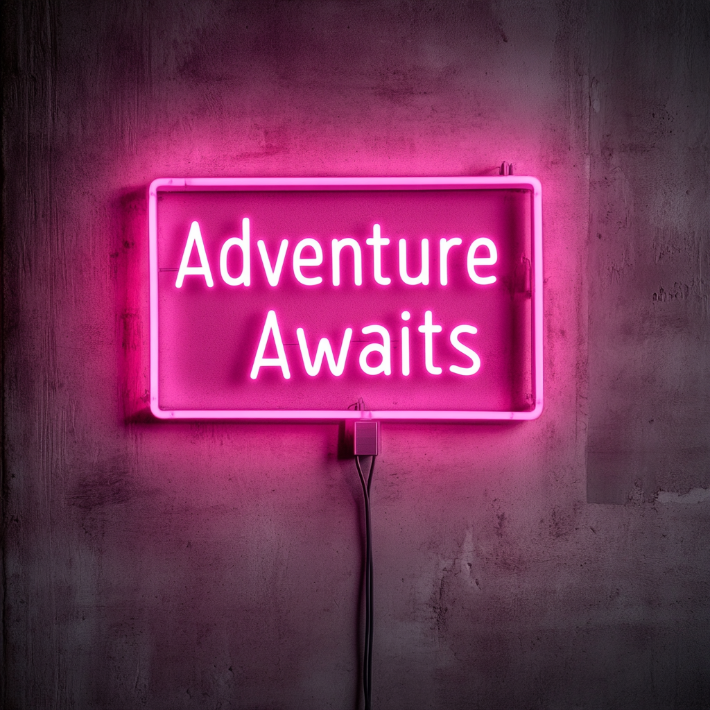 Adventure Awaits - Pink Neon Sign, 24 Inches