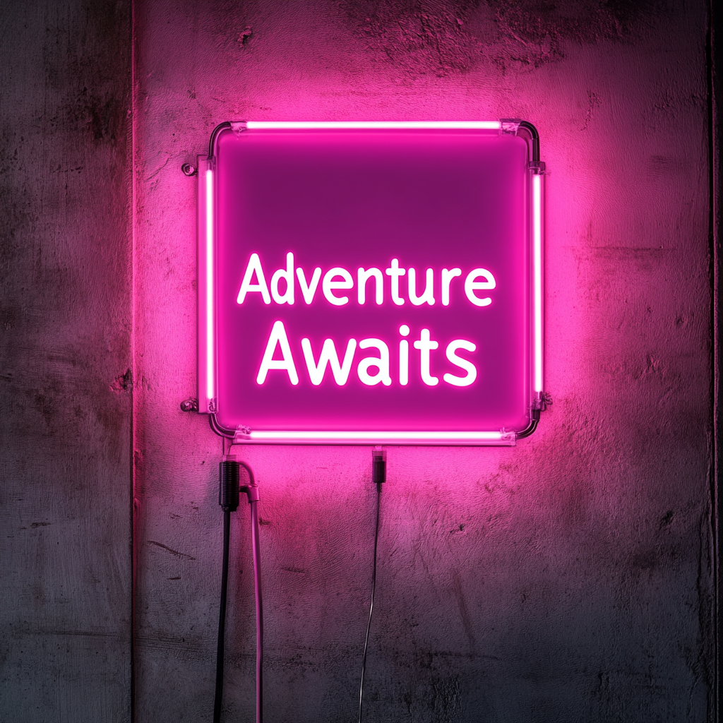 Adventure Awaits - Pink Neon Sign, 18 Inches
