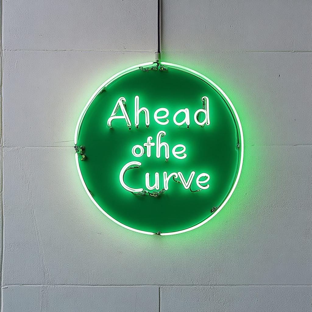 "Ahead of the Curve" - Green Neon Sign, 24 Inches