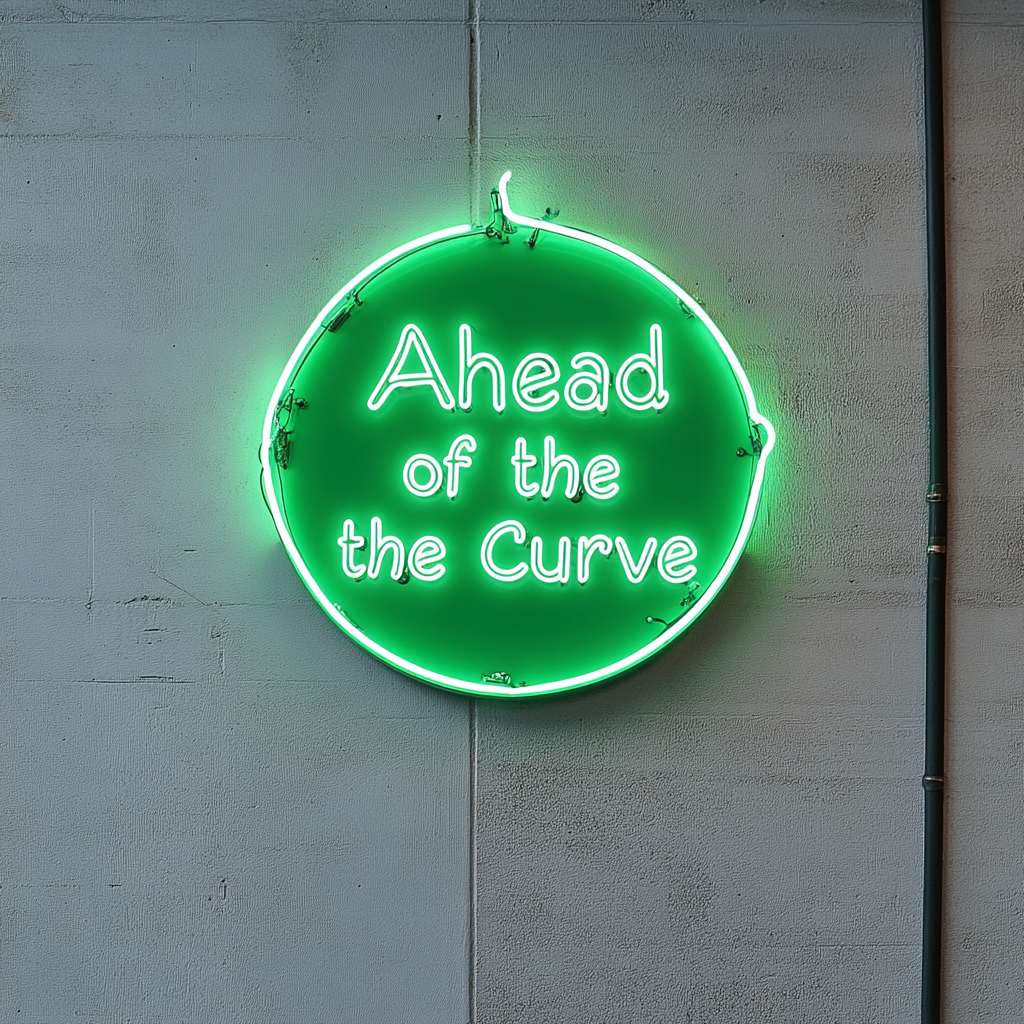 "Ahead of the Curve" - Green Neon Sign, 24 Inches