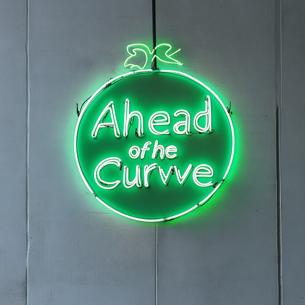 "Ahead of the Curve" - Green Neon Sign, 24 Inches