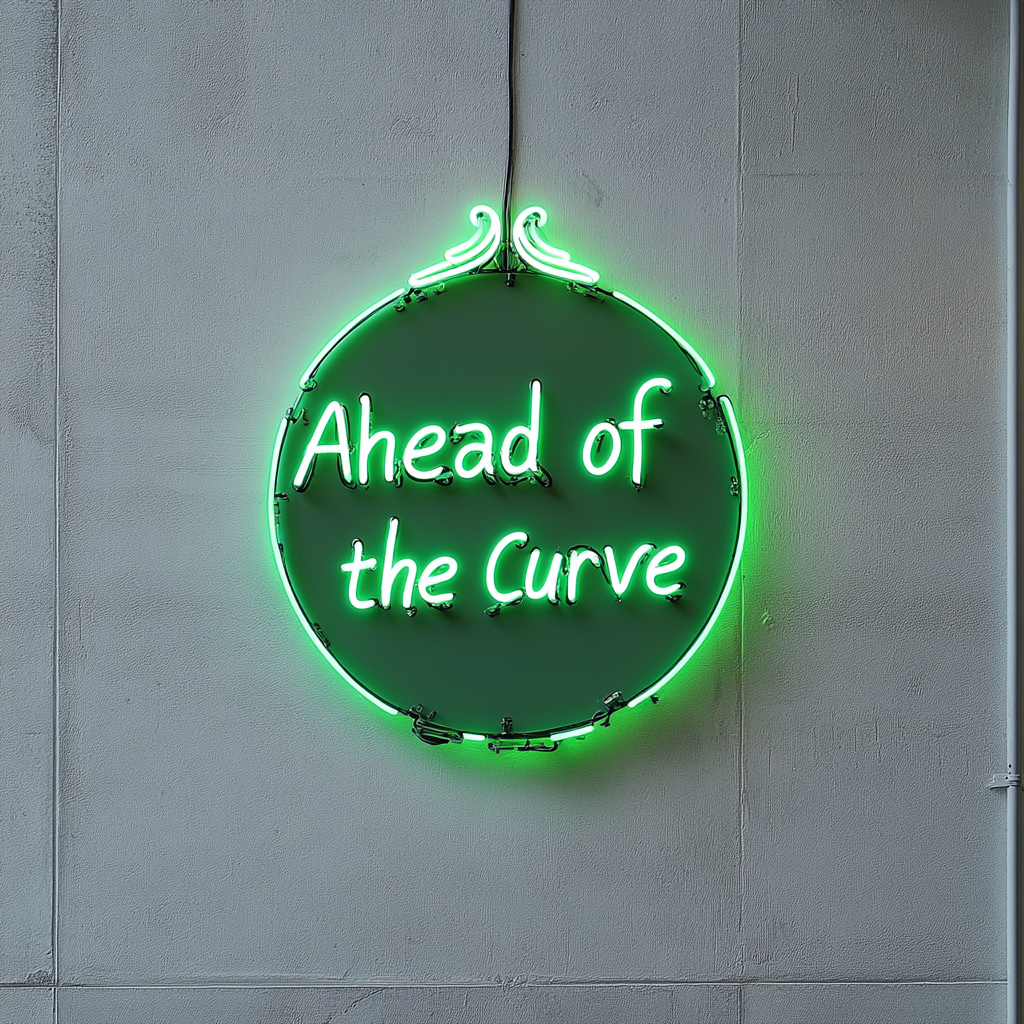 "Ahead of the Curve" - Green Neon Sign, 24 Inches