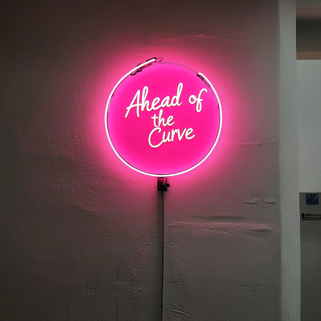 "Ahead of the Curve" - Pink Neon Sign, 24 Inches