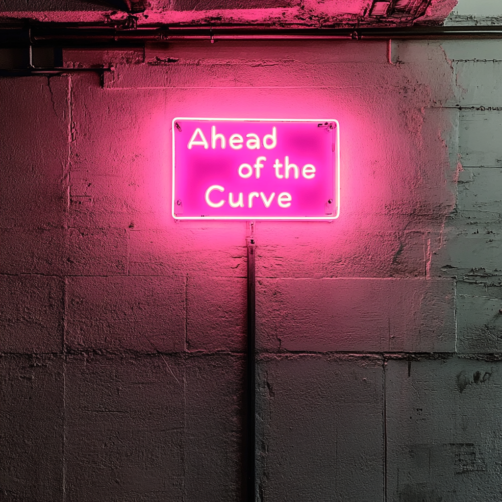 "Ahead of the Curve" - Pink Neon Sign, 24 Inches