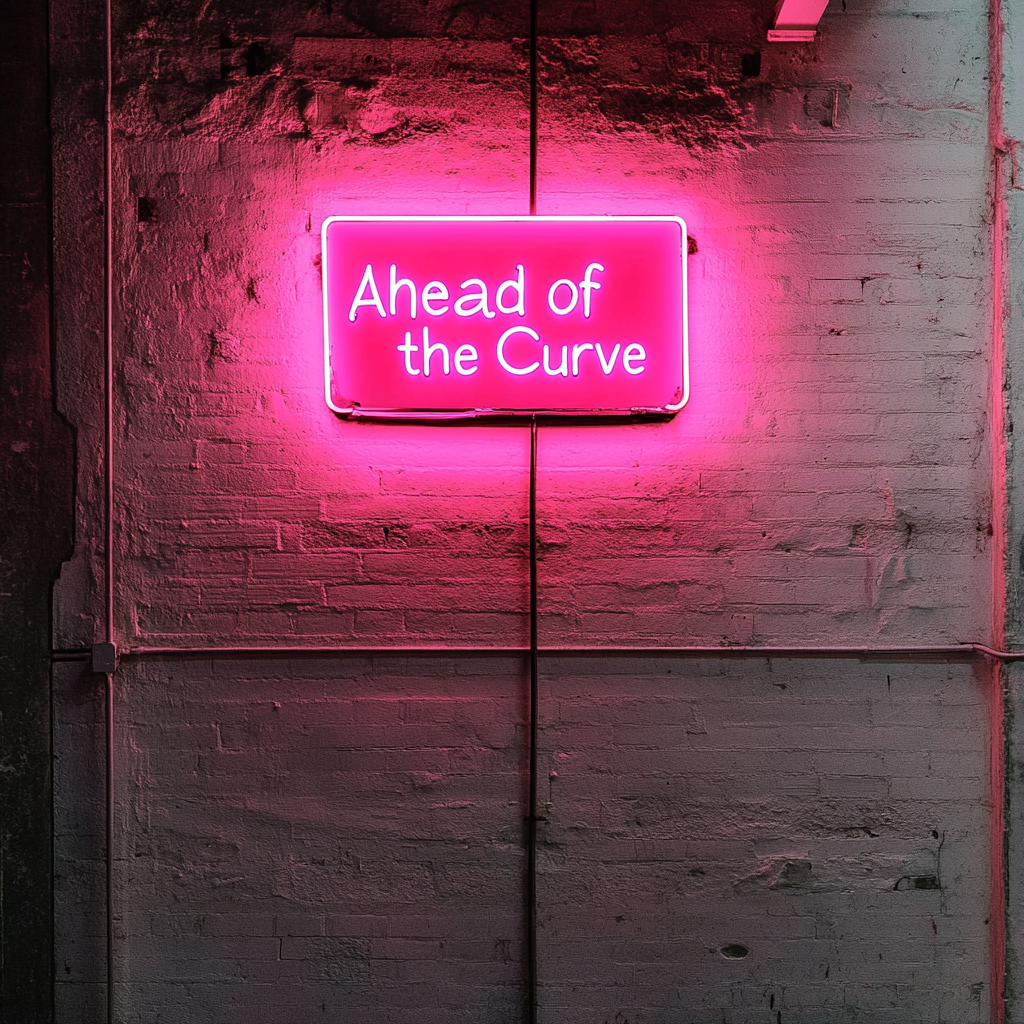 "Ahead of the Curve" - Pink Neon Sign, 24 Inches