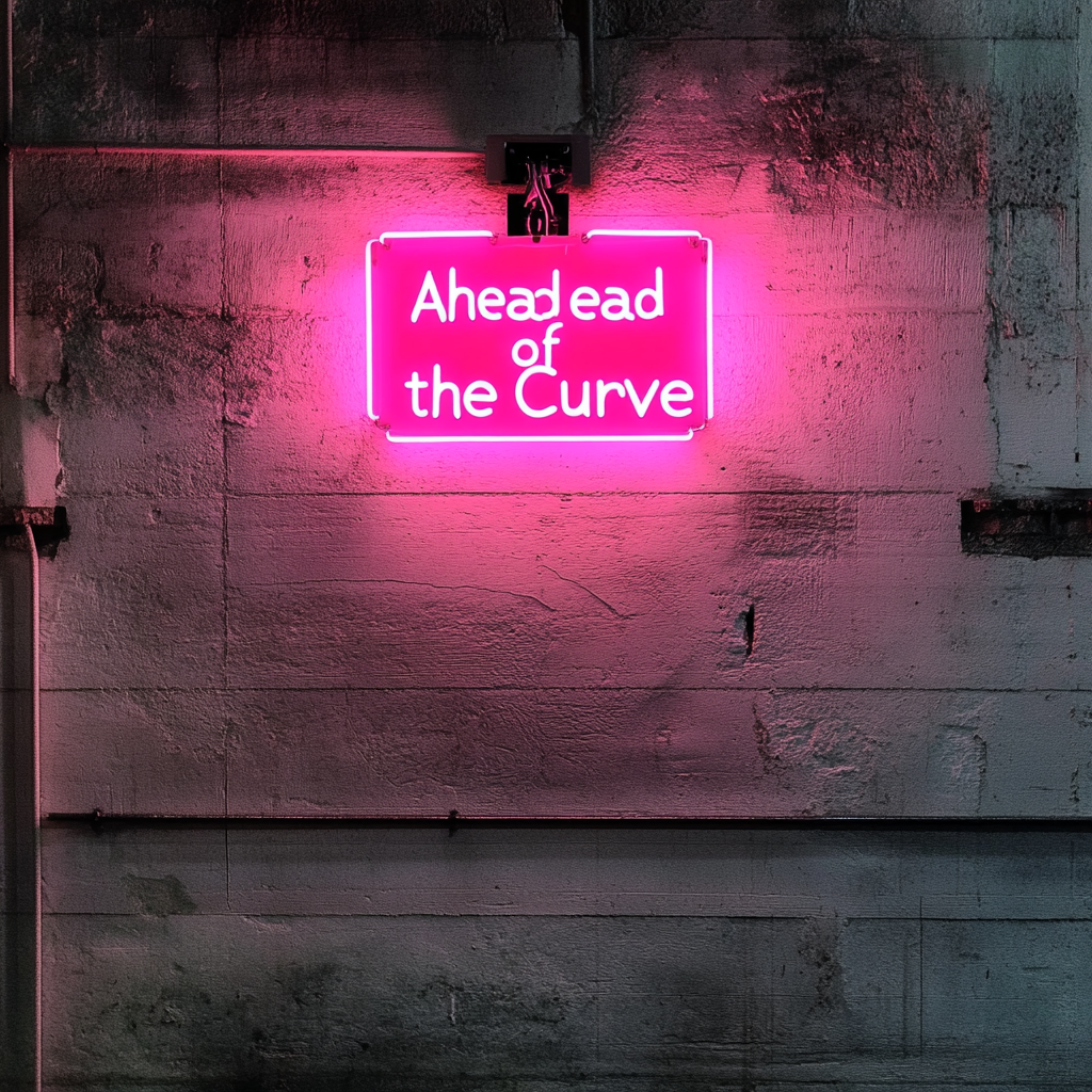 "Ahead of the Curve" - Pink Neon Sign, 24 Inches