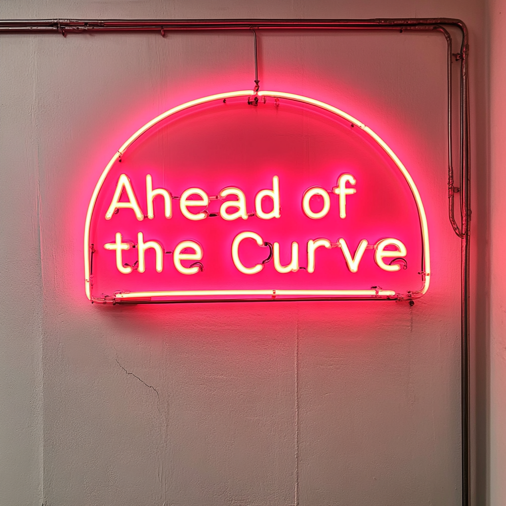 "Ahead of the Curve" - Red Neon Sign, 24 Inches