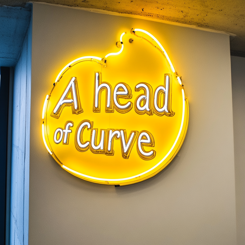 "Ahead of the Curve" - Yellow Neon Sign, 24 Inches