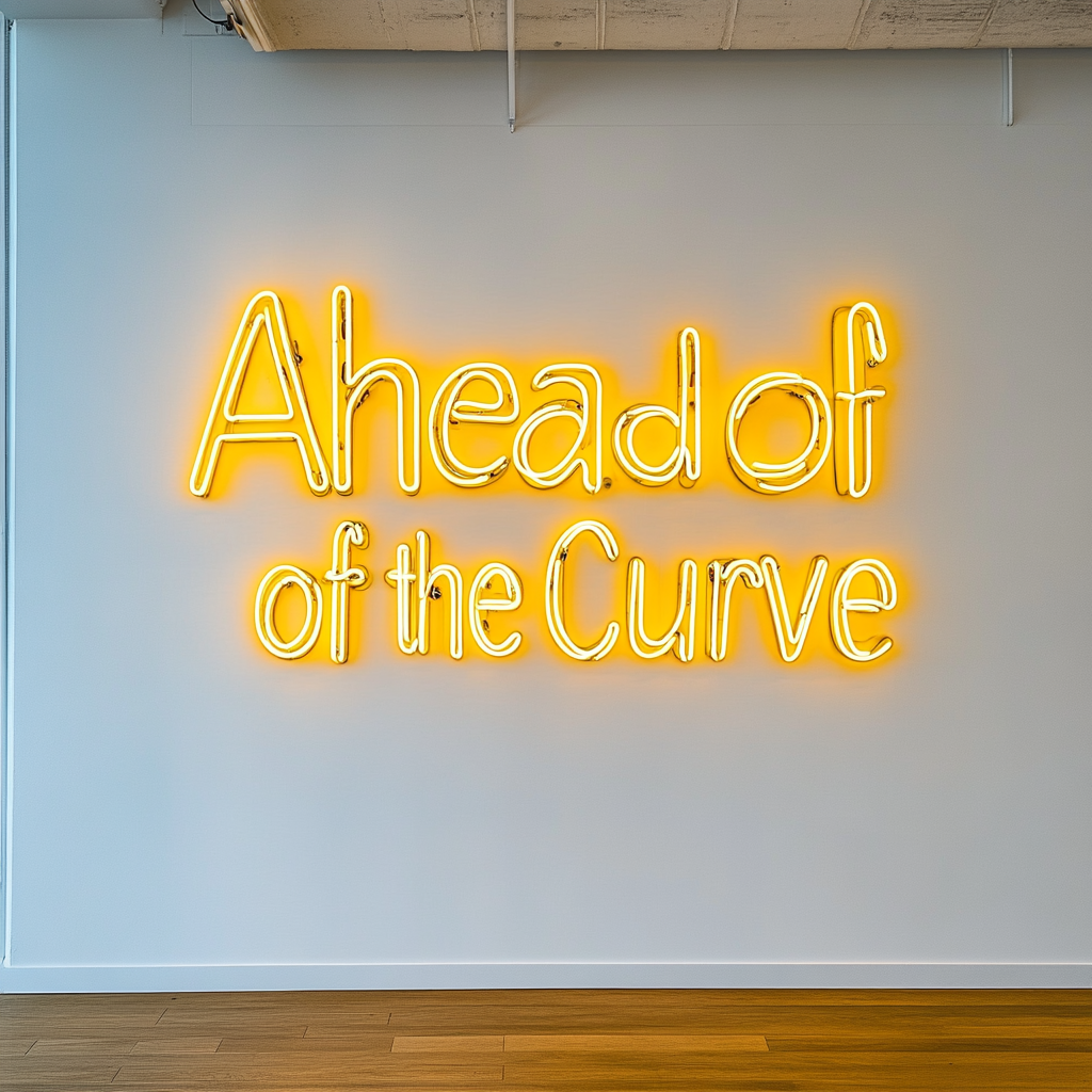 "Ahead of the Curve" - Yellow Neon Sign, 24 Inches