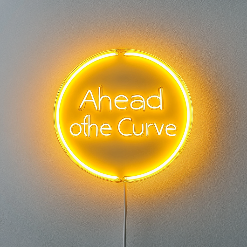 "Ahead of the Curve" - Yellow Neon Sign, 24 Inches