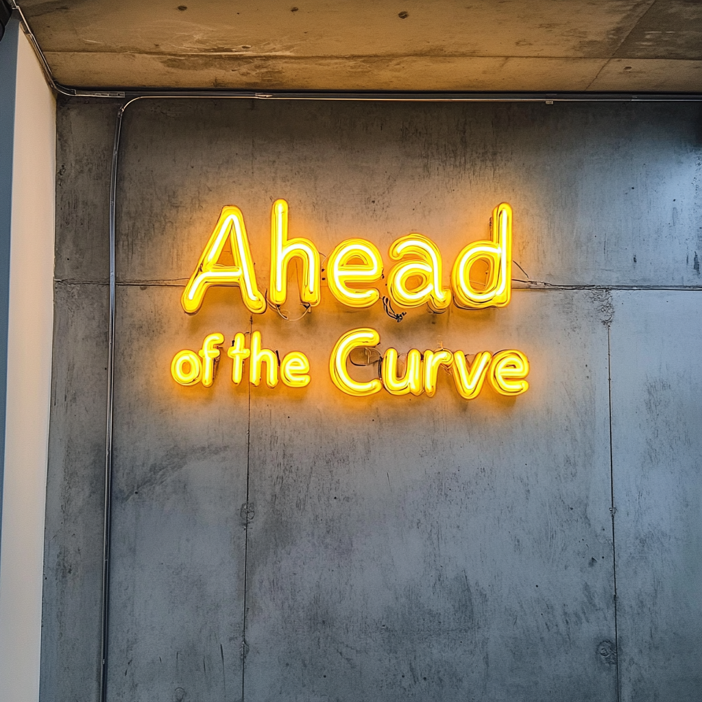 "Ahead of the Curve" - Yellow Neon Sign, 24 Inches