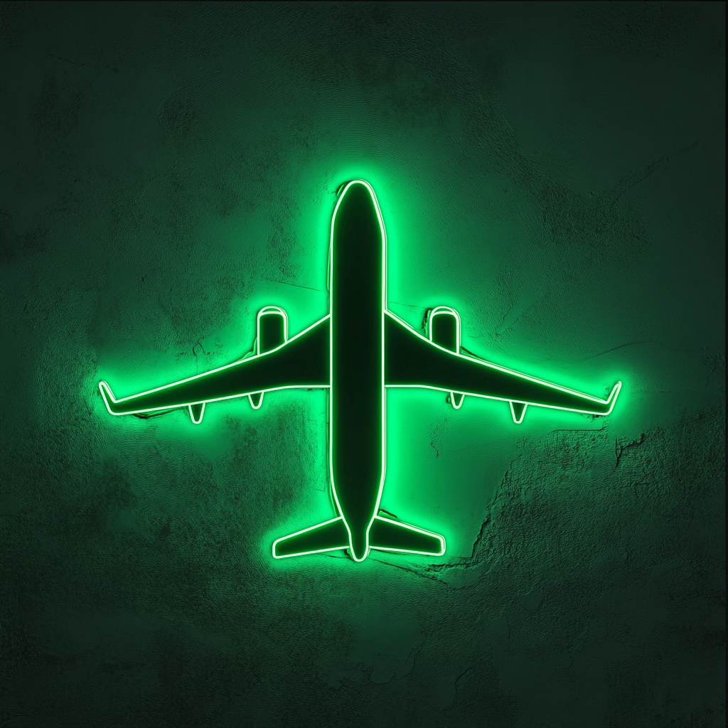 Airplane - Green Neon Sign, 18 Inches