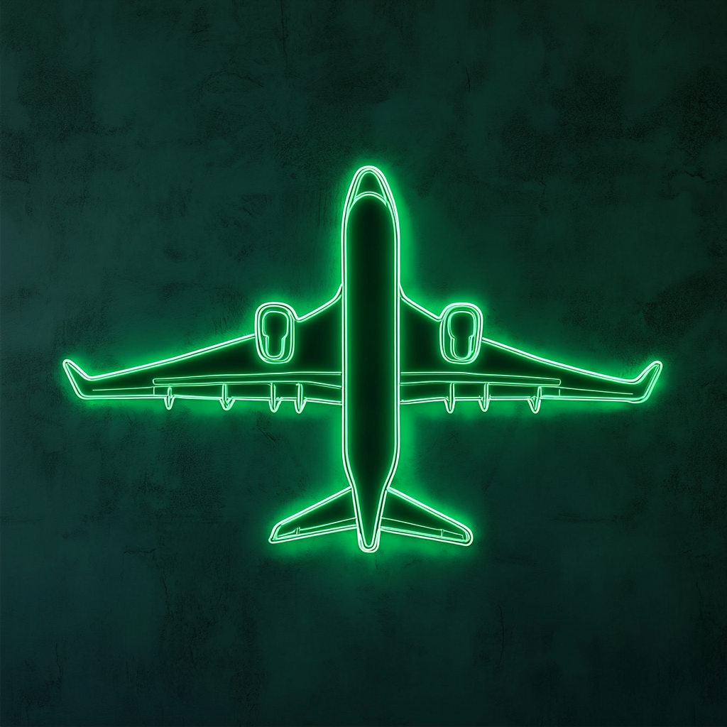 Airplane - Green Neon Sign, 18 Inches