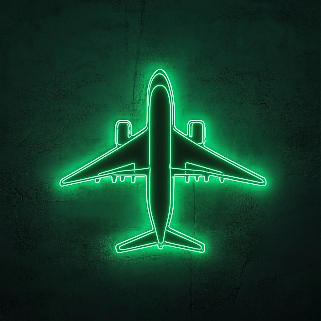 Airplane - Green Neon Sign, 18 Inches