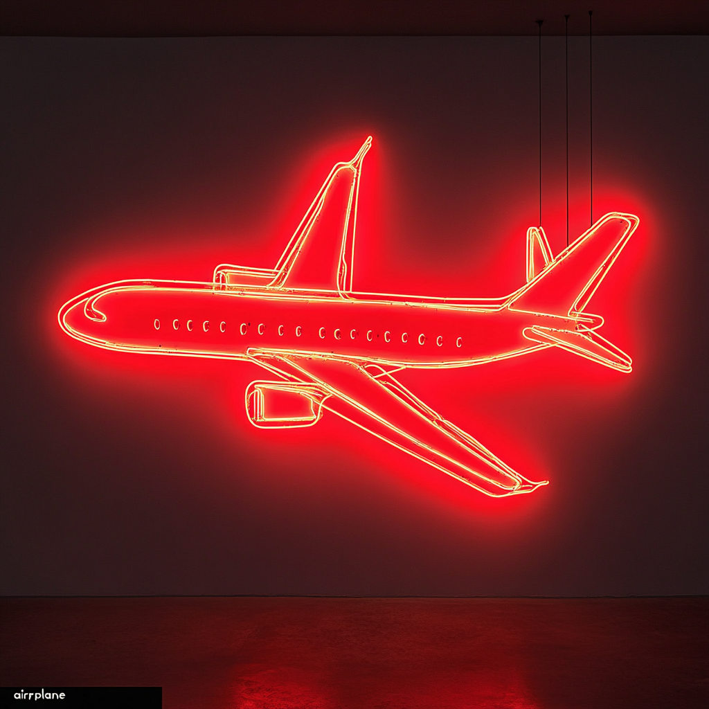 Airplane - Red Neon Sign, 18 Inches