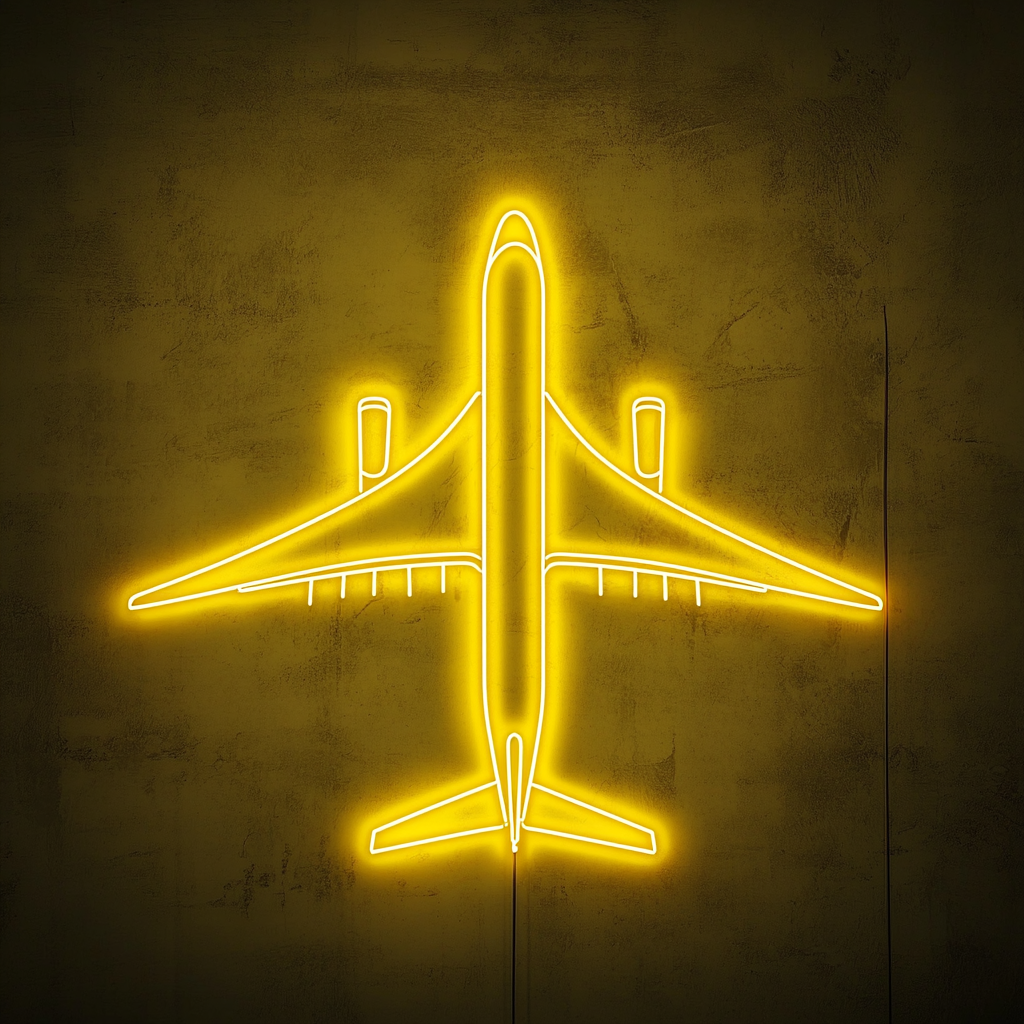 Airplane - Yellow Neon Sign, 18 Inches