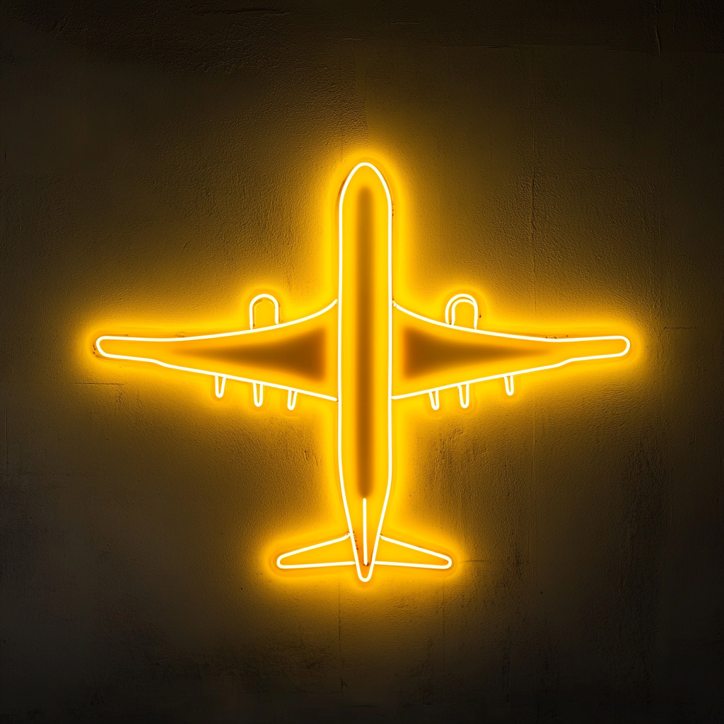 Airplane - Yellow Neon Sign, 18 Inches