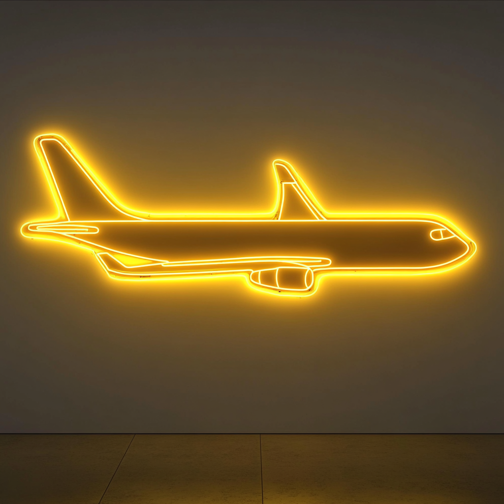 Airplane - Yellow Neon Sign, 18 Inches