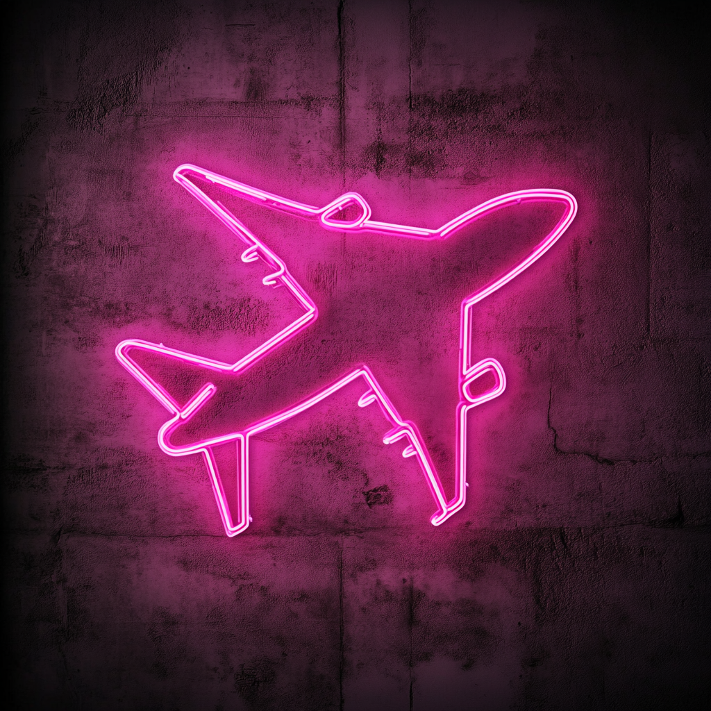 Airplane Flying - Pink Neon Sign, 18 Inches