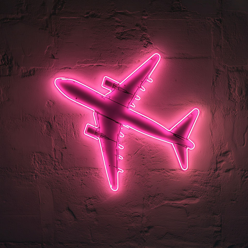 Airplane Flying - Pink Neon Sign, 18 Inches