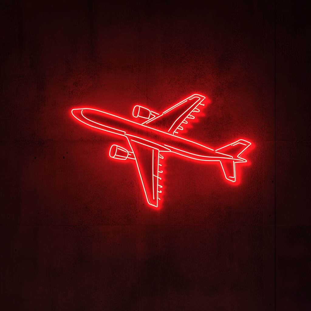 Airplane Flying - Red Neon Sign, 24 Inches