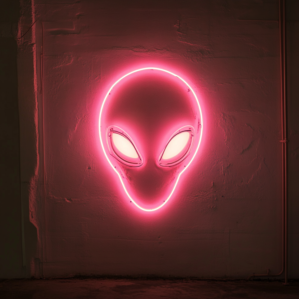 Alien Head - Pink Neon Sign, 24 Inches
