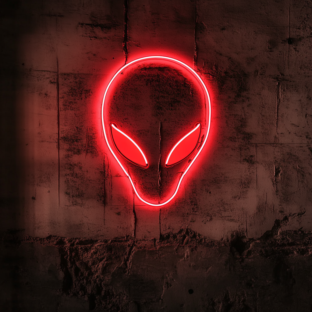 Alien Head - Red Neon Sign, 24 Inches