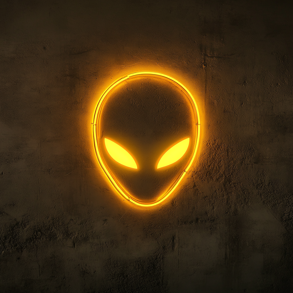 Alien Head - Yellow Neon Sign, 24 Inches