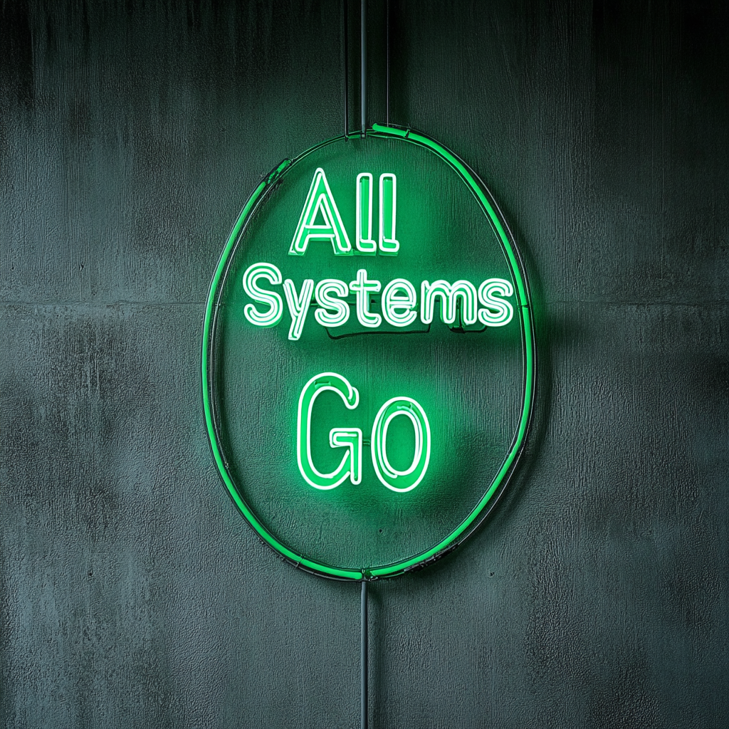 "All Systems Go" - Green Neon Sign, 24 Inches