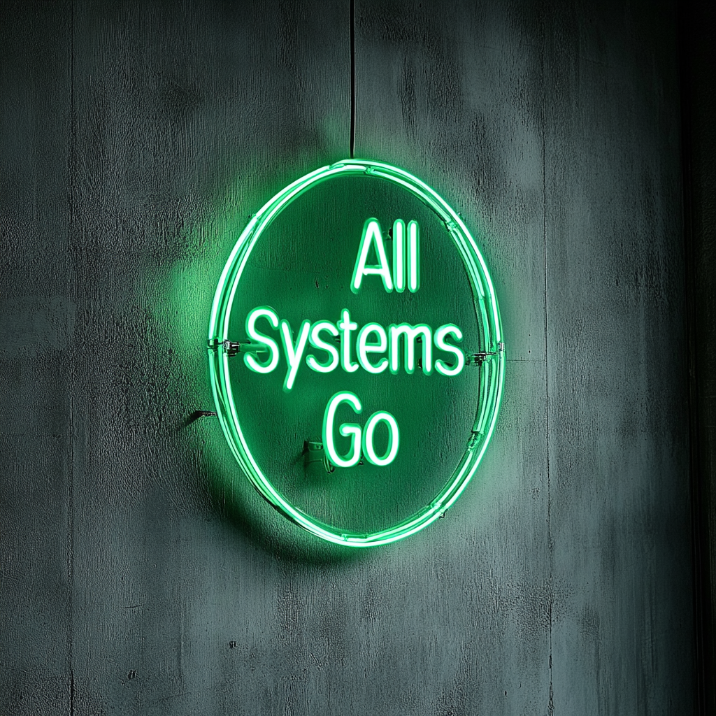 "All Systems Go" - Green Neon Sign, 24 Inches