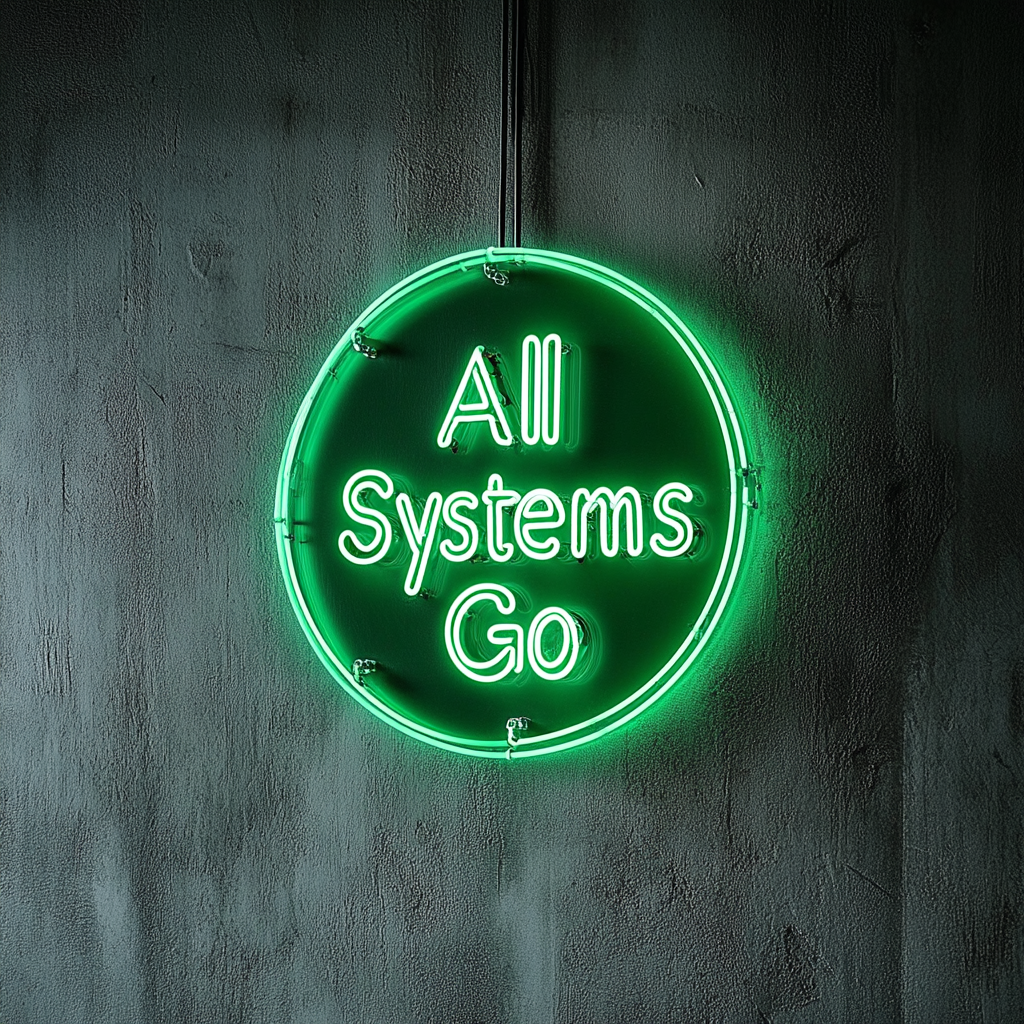 "All Systems Go" - Green Neon Sign, 24 Inches