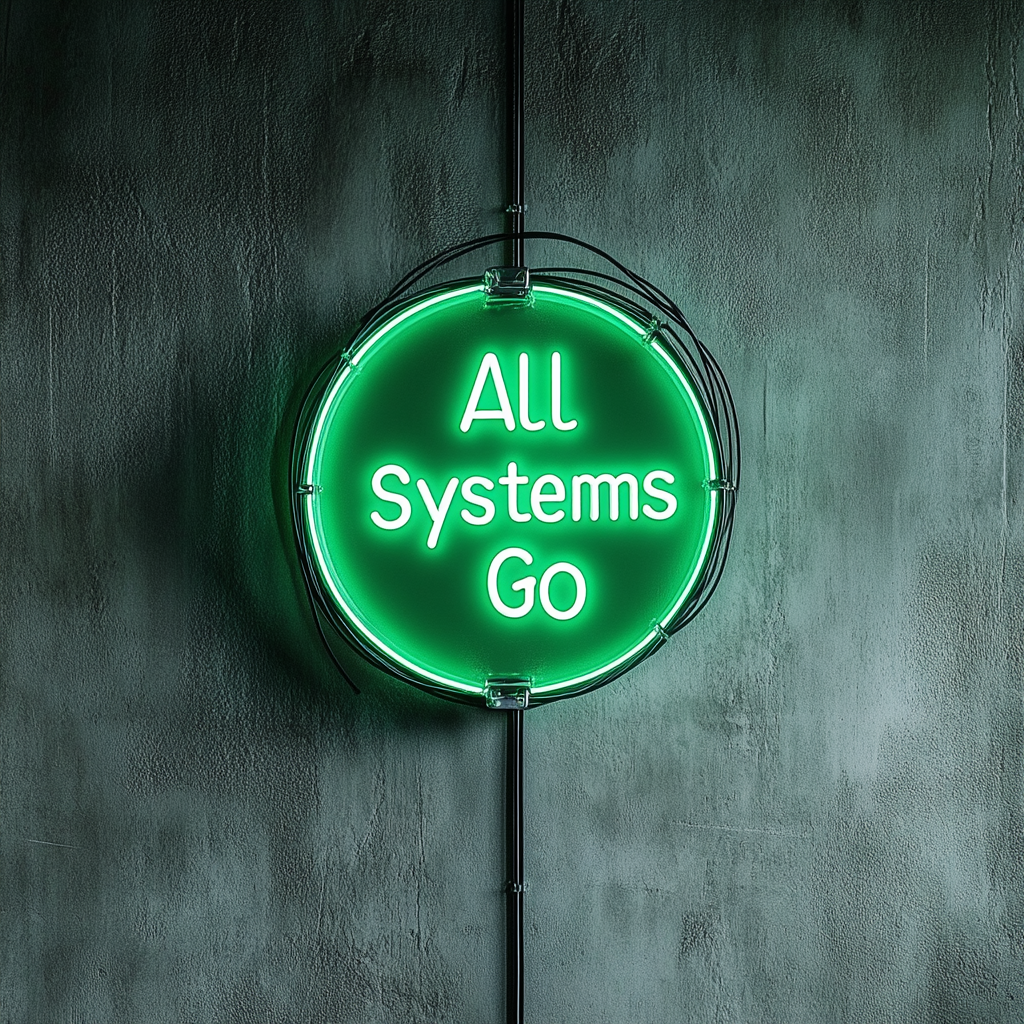 "All Systems Go" - Green Neon Sign, 24 Inches