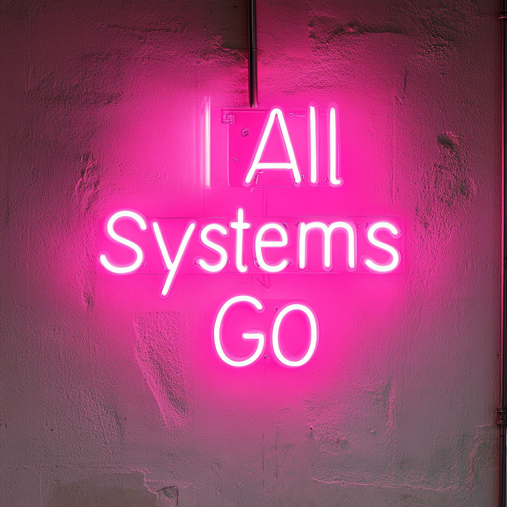 "All Systems Go" - Pink Neon Sign, 24 Inches