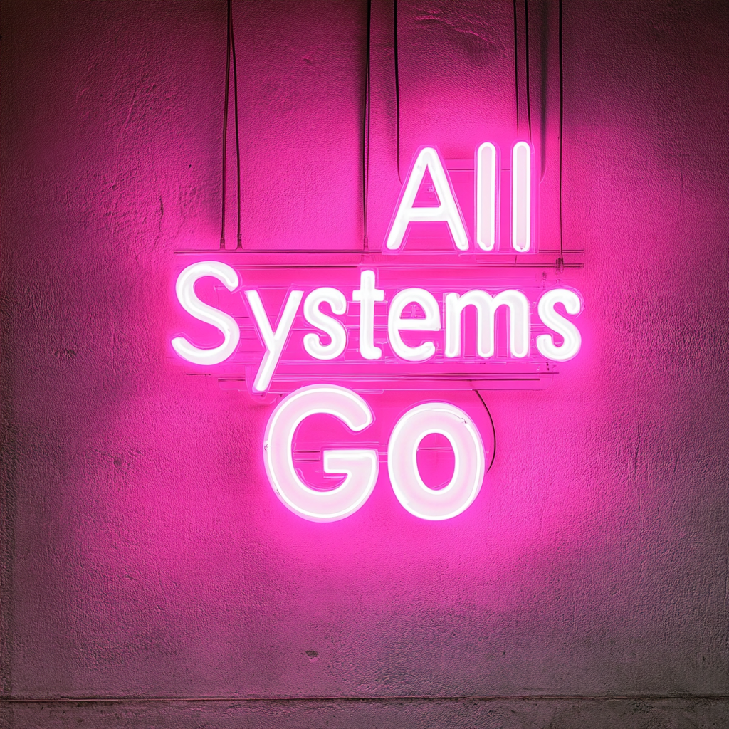 "All Systems Go" - Pink Neon Sign, 24 Inches