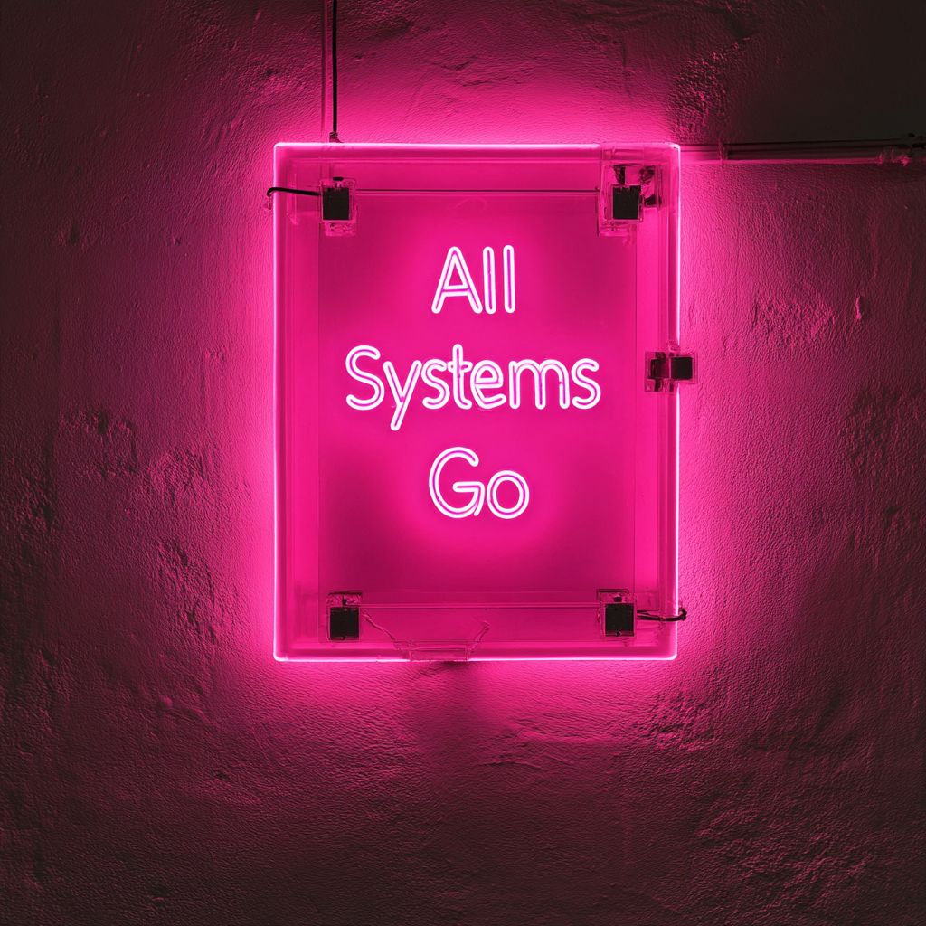 "All Systems Go" - Pink Neon Sign, 24 Inches