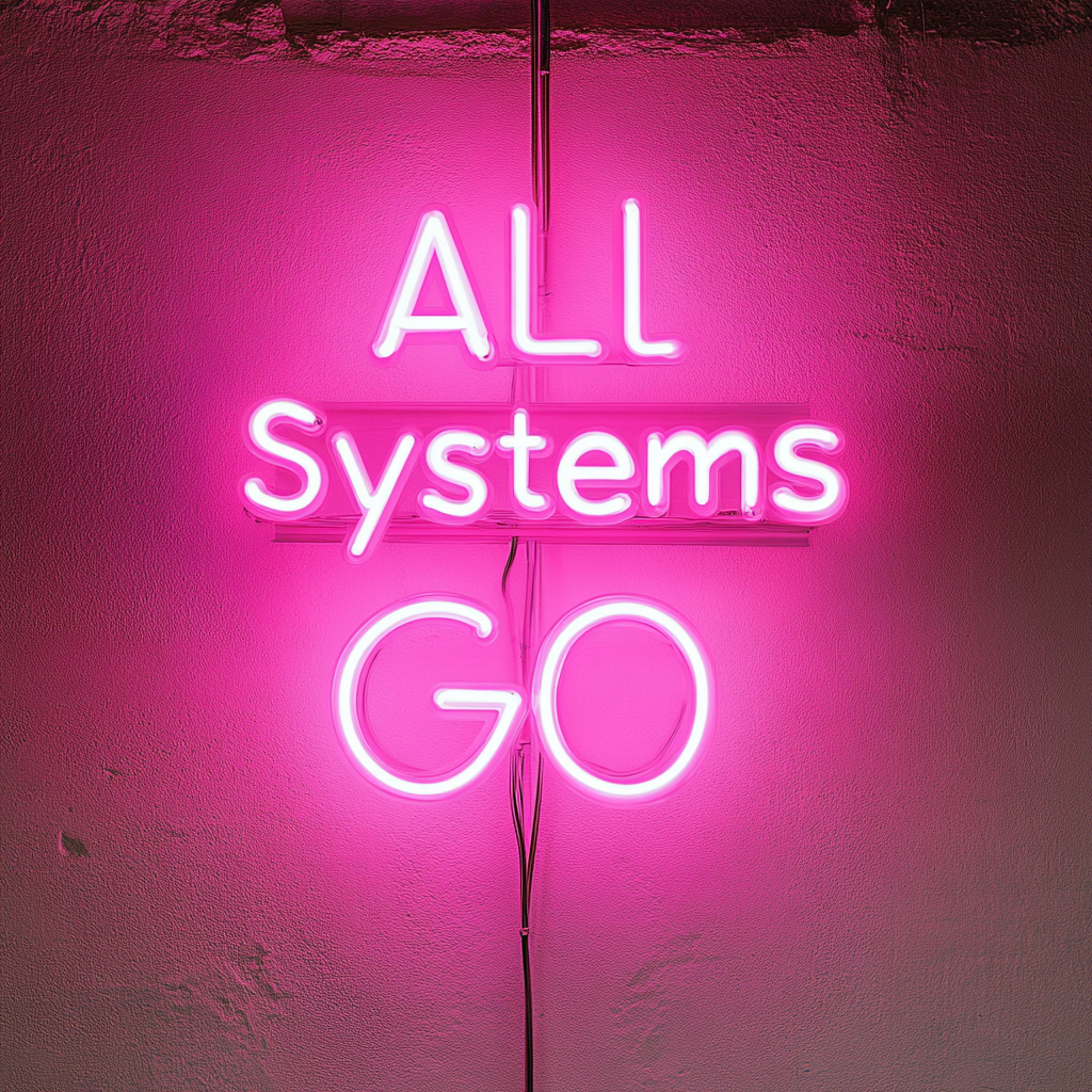 "All Systems Go" - Pink Neon Sign, 24 Inches