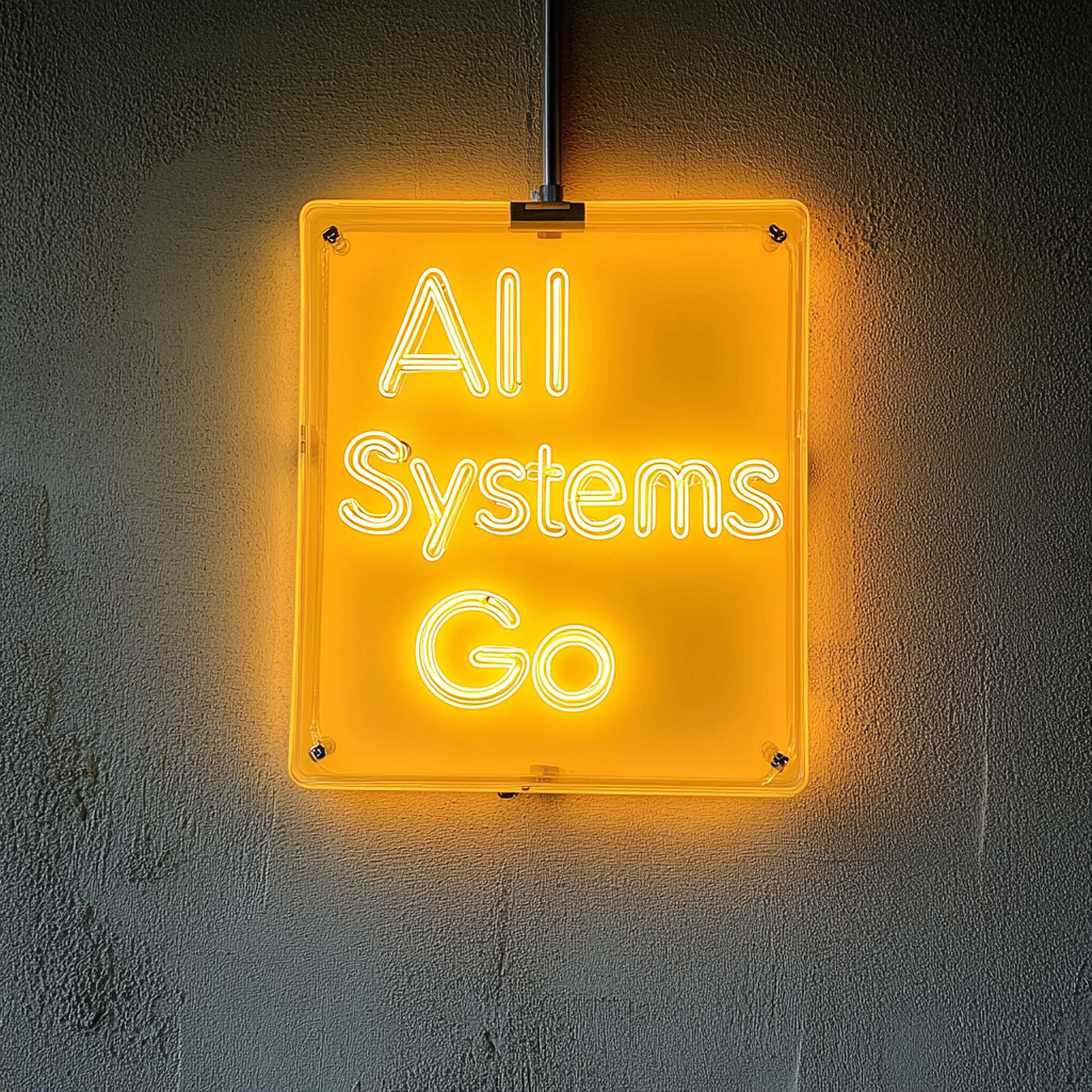 "All Systems Go" - Yellow Neon Sign, 24 Inches