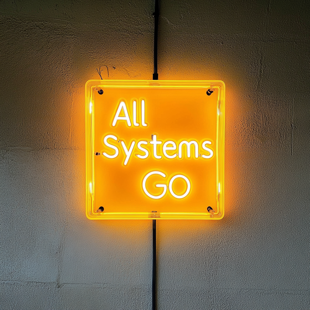 "All Systems Go" - Yellow Neon Sign, 24 Inches