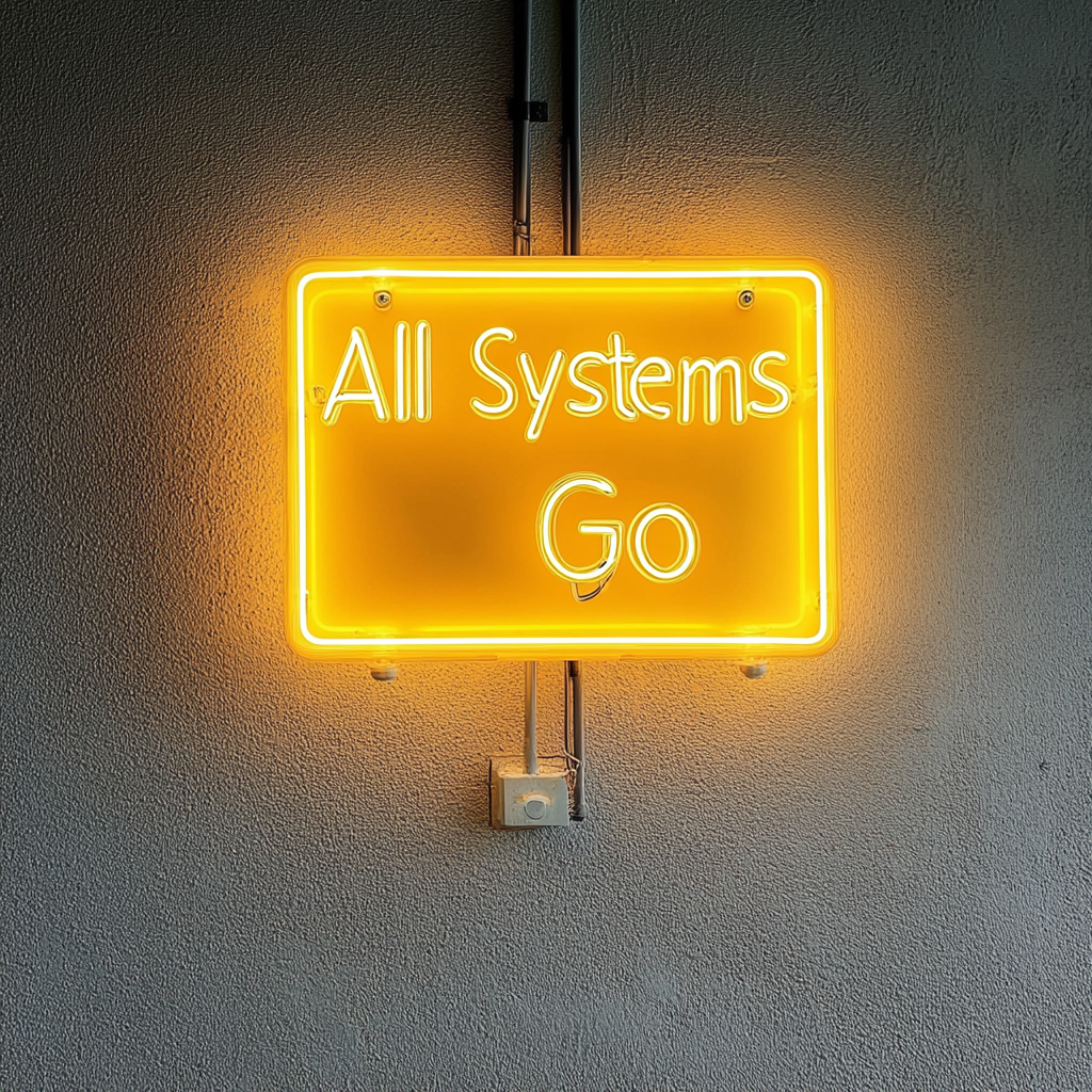 "All Systems Go" - Yellow Neon Sign, 24 Inches