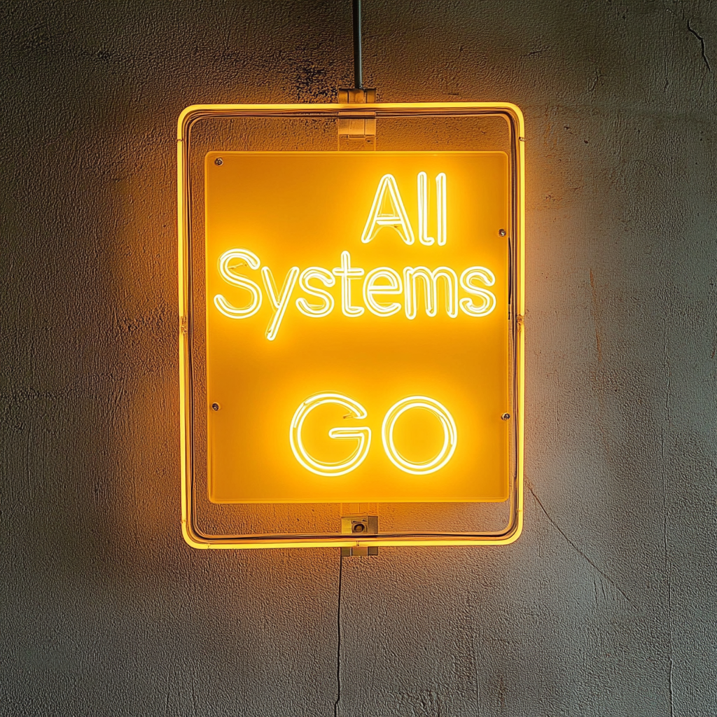 "All Systems Go" - Yellow Neon Sign, 24 Inches