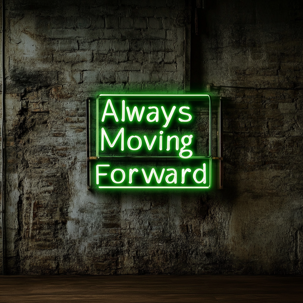 "Always Moving Forward" - Green Neon Sign, 24 Inches