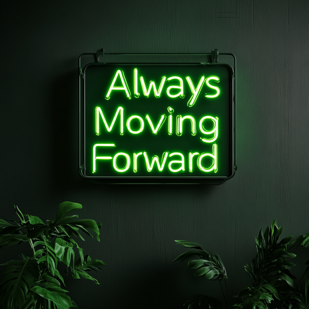 "Always Moving Forward" - Green Neon Sign, 24 Inches