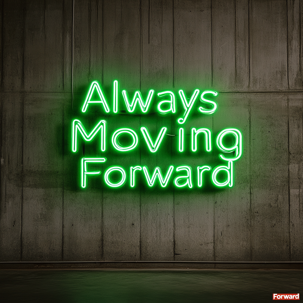 "Always Moving Forward" - Green Neon Sign, 24 Inches